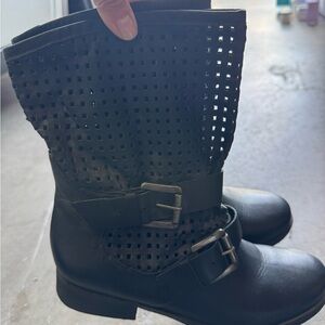 Steve Madden black leather moto boots